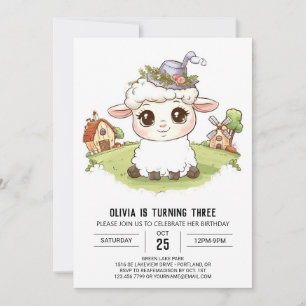 Invitación Agradable cumpleaños digital de ovejas
