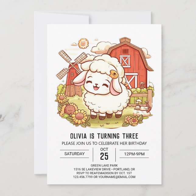 Invitación Agradable cumpleaños digital Dreamy Sheep (Anverso)