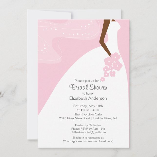 Invitación Agradable ducha de novia afroamericana (Anverso)