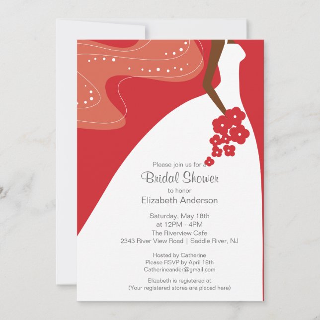 Invitación Agradable ducha de novia afroamericana (Anverso)