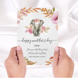 Invitación Agradable Elefante De Acuarela Y Vacaciones De Flo