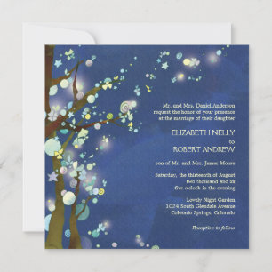 Invitación Agradable noche en el Boda del tema del árbol azul