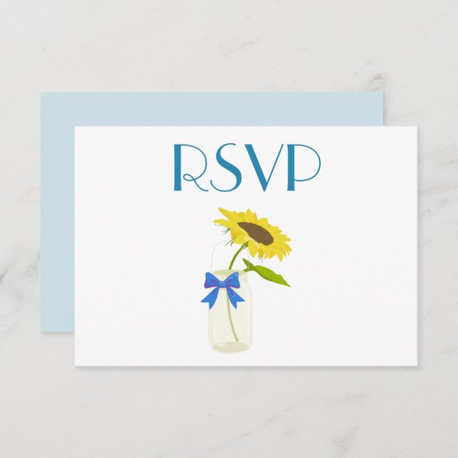 Invitación Agradable Sunflower RSVP (Anverso / Reverso)