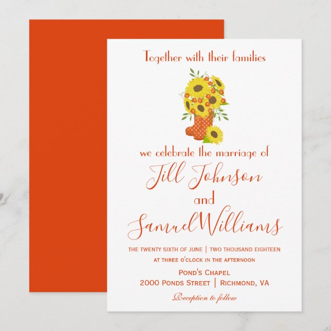 Invitación Agradable Tema De Otoño Boda De La Base De La Bota (Anverso / Reverso)