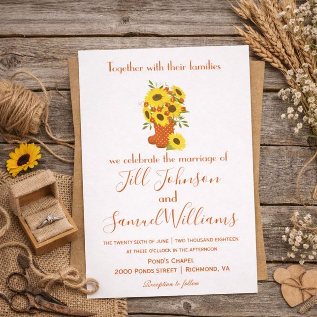 Invitación Agradable Tema De Otoño Boda De La Base De La Bota (Subido por el creador)