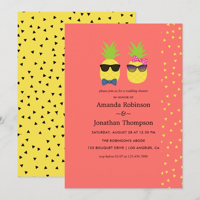 Invitación Agradable verano tropical exótico Beach Wedding Sh (Anverso / Reverso)