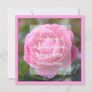 Invitación Agradable y bonito rosa flor dulce dieciséis