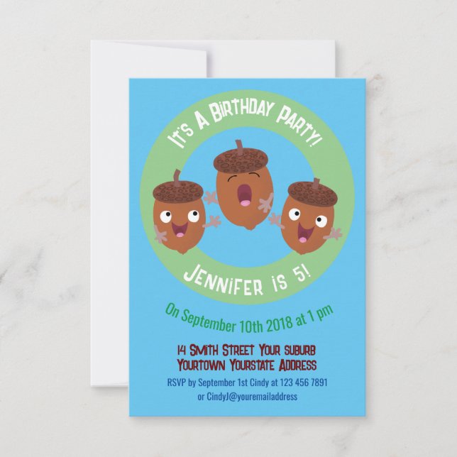 Invitación Agradables bellotas cantando personalizado para lo (Anverso)
