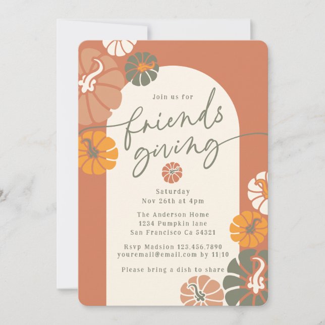 Invitación Agradables Calabazas Terracotta para el Arco de la (Anverso)