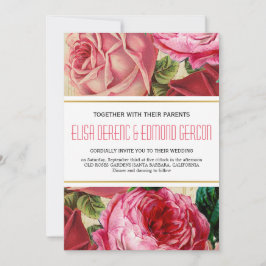 Invitación Agradables rosas de cosecha rosa boda de flores