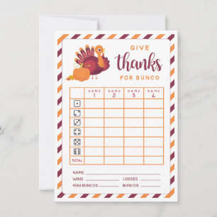 Invitación Agradece el tema de acción de gracias de bunco nov