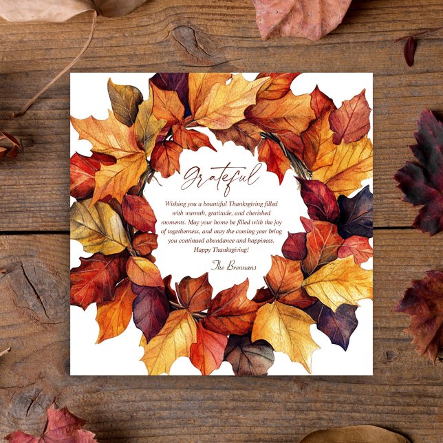 Invitación Agradecida Caída Rústica fue Acción de Gracias (Grateful Rustic Fall Wreath Thanksgiving Invitation)