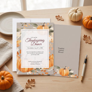 Invitación Agradecido Agraciado Bendito Calabaza Día de Acció