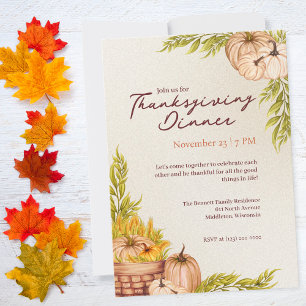 Invitación Agradecido Agradecida Bendita Calabaza de Acción d