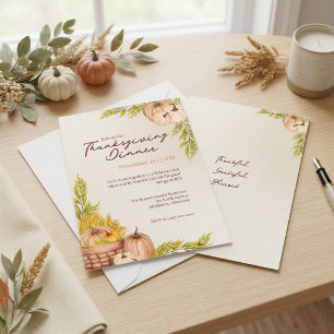 Invitación Agradecido Agradecida Bendita Calabaza de Acción d