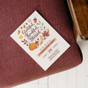 Invitación Agradecido Agradecido Bendito hoja Día de Acción d