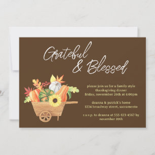 Invitación Agradecidos Blesss Pumpkin Wheelbarrow Acción de G