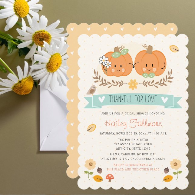Invitación Agradecidos Por El Amor Cute Calabaza Ducha Bridal (Subido por el creador)