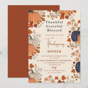 Invitación Agradecidos y agradecidos Día de Acción de Gracias