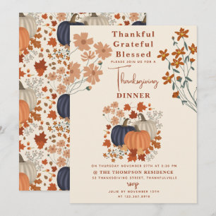 Invitación Agradecidos y agradecidos Día de Acción de Gracias