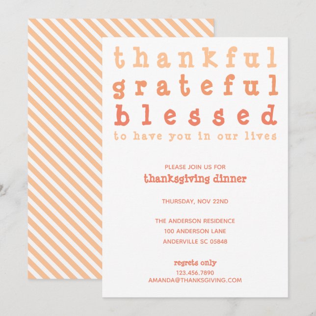 Invitación Agradecimiento Agradecimiento Bendecido Día de Acc (Anverso / Reverso)