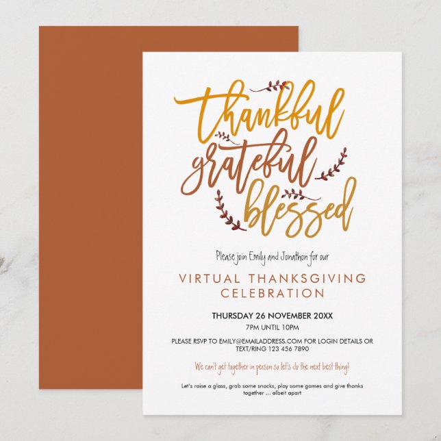 Invitación Agradecimiento Agradecimiento Bienvenida Acción de (Anverso / Reverso)