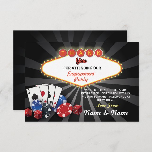 Invitación Agradecimiento Compromiso Boda Casino de Las Vegas (Anverso / Reverso)