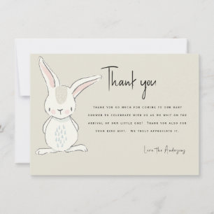 Invitación Agradecimiento Cute Rabbit Beige Baby Shower