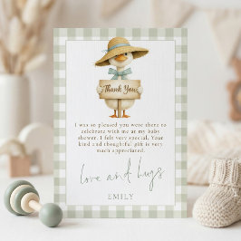 Invitación Agradecimiento de Baby Shower de Gingham Sage Sill