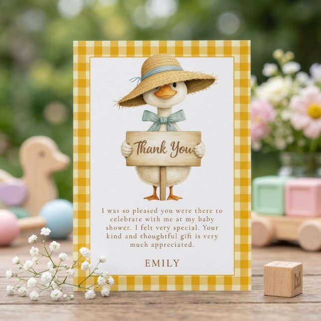 Invitación Agradecimiento de Baby Shower Silly Goose Amarillo (Subido por el creador)
