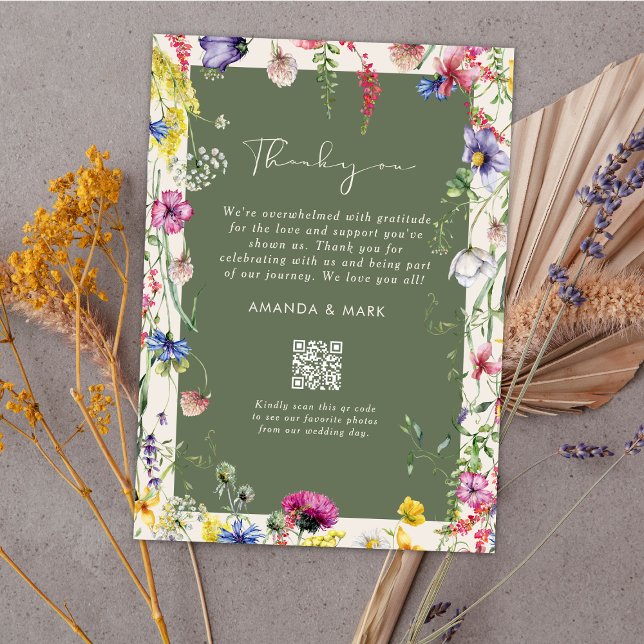 Invitación Agradecimiento de boda boho chic primaveral con fl (Subido por el creador)