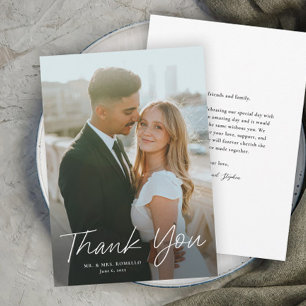 Invitación Agradecimiento de Boda con Foto y Letra Moderna Si