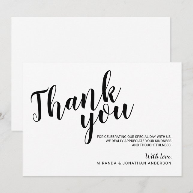 Invitación Agradecimiento de Boda con Letra Moderna (Anverso / Reverso)