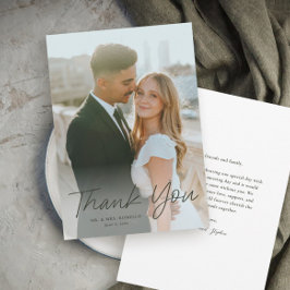 Invitación Agradecimiento de boda de foto simple de escritura
