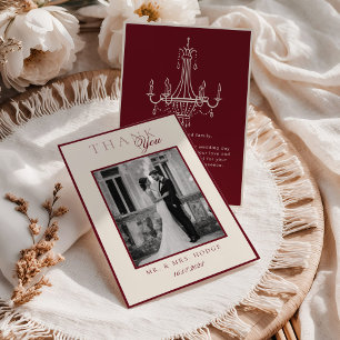 Invitación Agradecimiento de boda de lujo en foto en blanco y