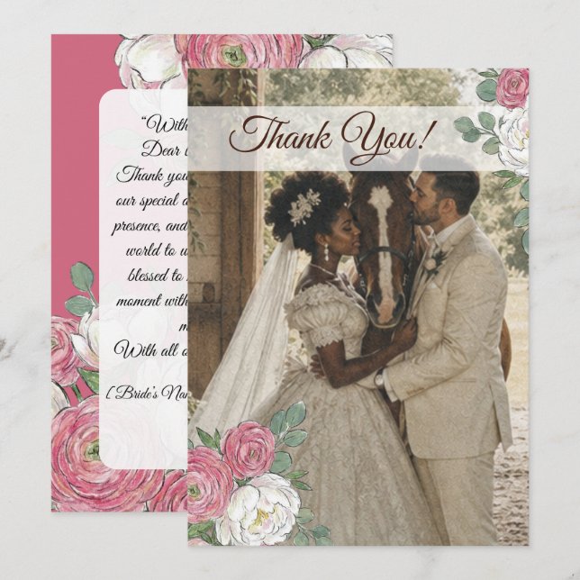 Invitación Agradecimiento de boda ecuestre de caballo (Anverso / Reverso)