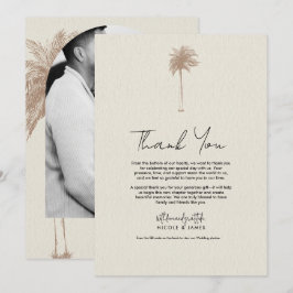 Invitación Agradecimiento de Boda en la Playa con Palma Marró