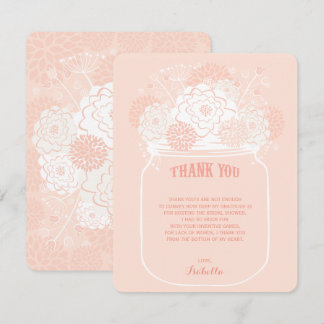 Invitación Agradecimiento de boda en tarro de Mason con flore