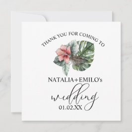Invitación Agradecimiento de Boda Floral de Hoja de Monstera 