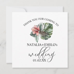 Invitación Agradecimiento de Boda Floral de Hoja de Monstera