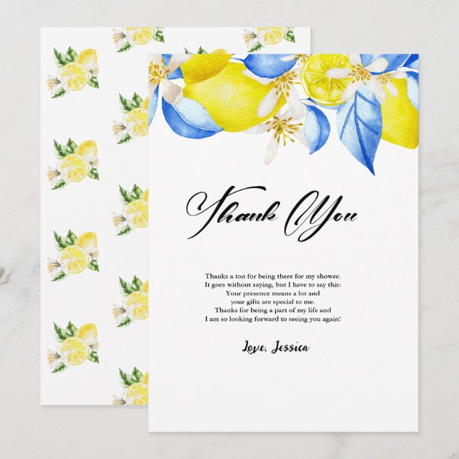 Invitación Agradecimiento de Despedida de Soltera Floral de L (Anverso / Reverso)