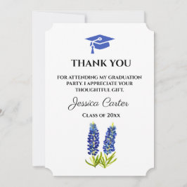 Invitación Agradecimiento de graduación floral de Bluebonnets