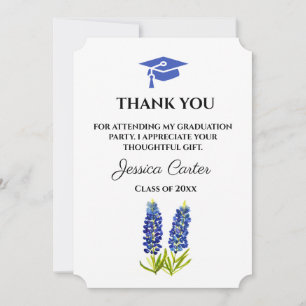 Invitación Agradecimiento de graduación floral de Bluebonnets