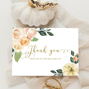 Invitación Agradecimiento de la ducha nupcial de otoño con fl