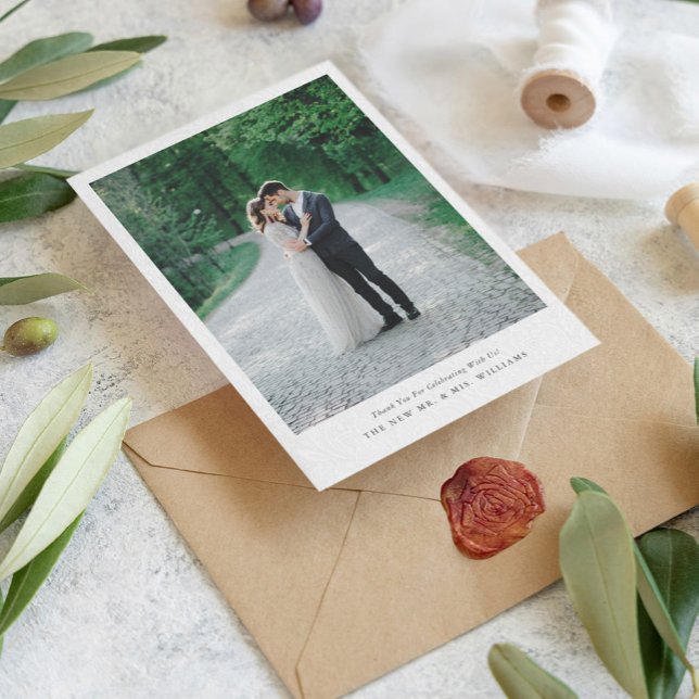 Invitación Agradecimiento de la Paisley Blanca Mínima (Subido por el creador)