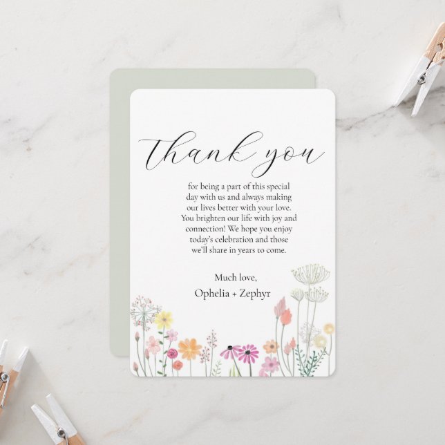 Invitación Agradecimiento de Recepción de Flores Silvestres d (Anverso/Reverso In Situ)