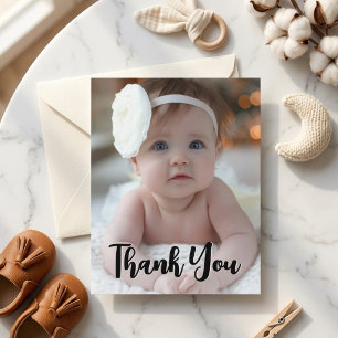 Invitación Agradecimiento moderno para baby shower con foto