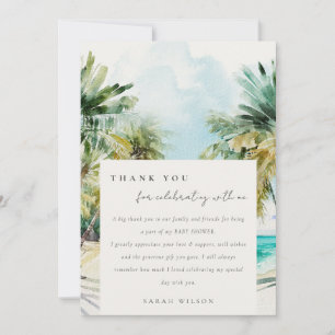 Invitación Agradecimiento para Baby Shower de Palmeras de Pla