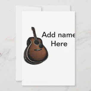 Invitación Agrega tu nombre texto guitarra acústica marrón ed