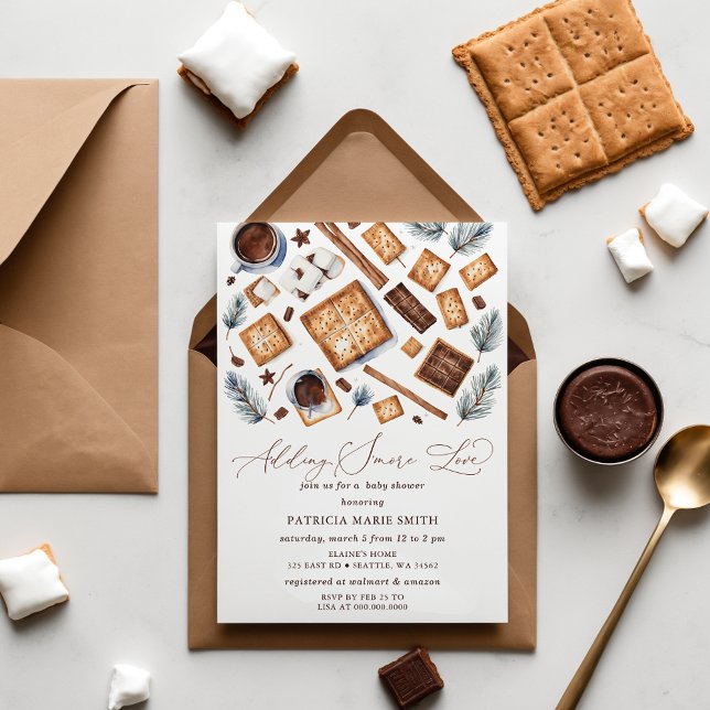 Invitación Agregar Baby Shower neutral de género de amor de S (Adding S'More Love Gender Neutral Baby Shower Invitation)